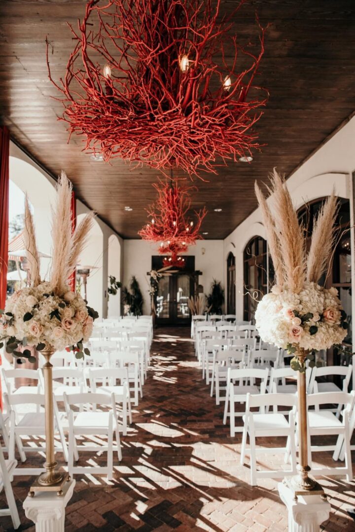 A Weeding Venue Indoors With red Decor
