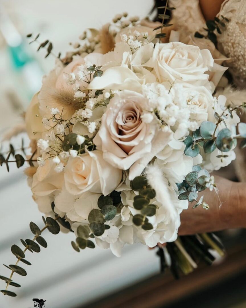 A White Rose Flower Bouquet Close Up