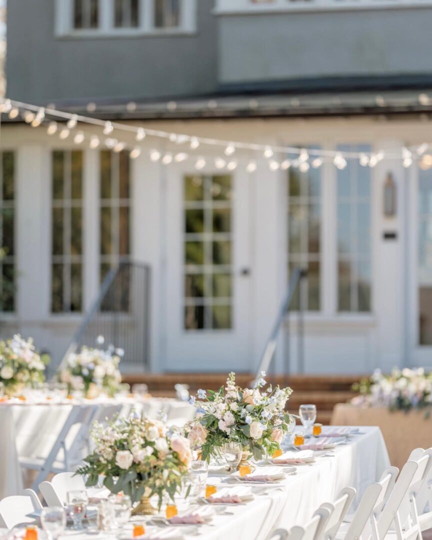 A White Color Long Table for a Wedding