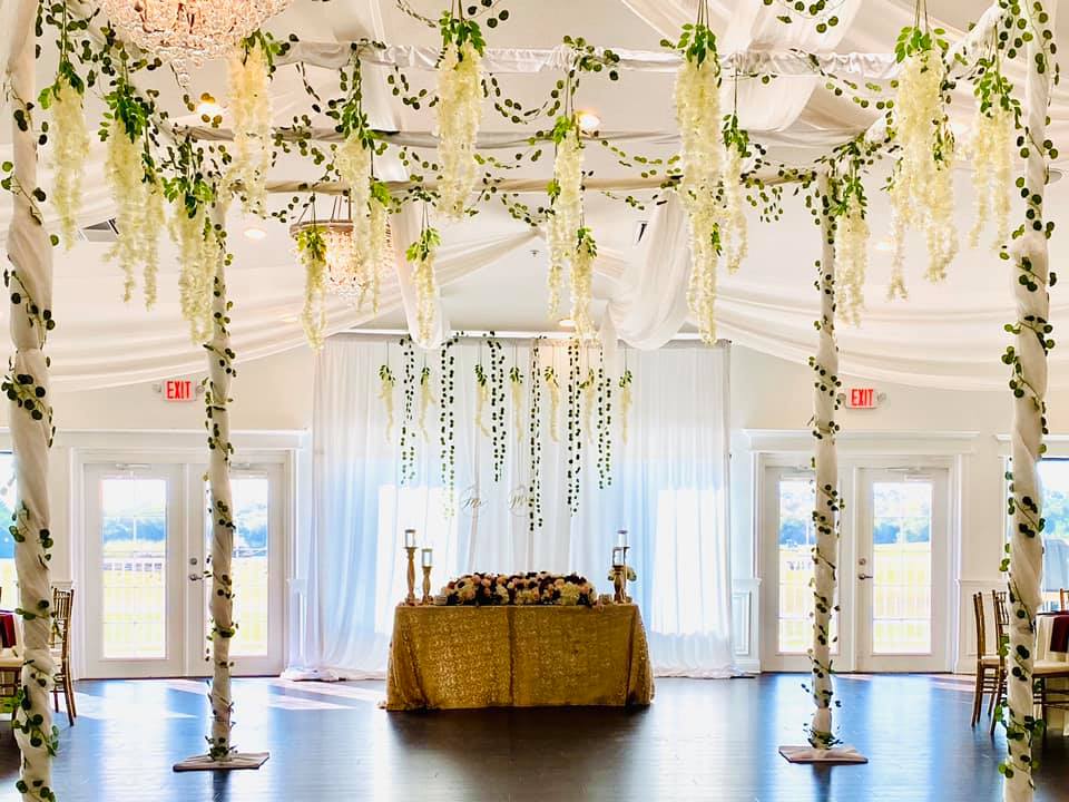 White Hanging Flowers from the Ceiling