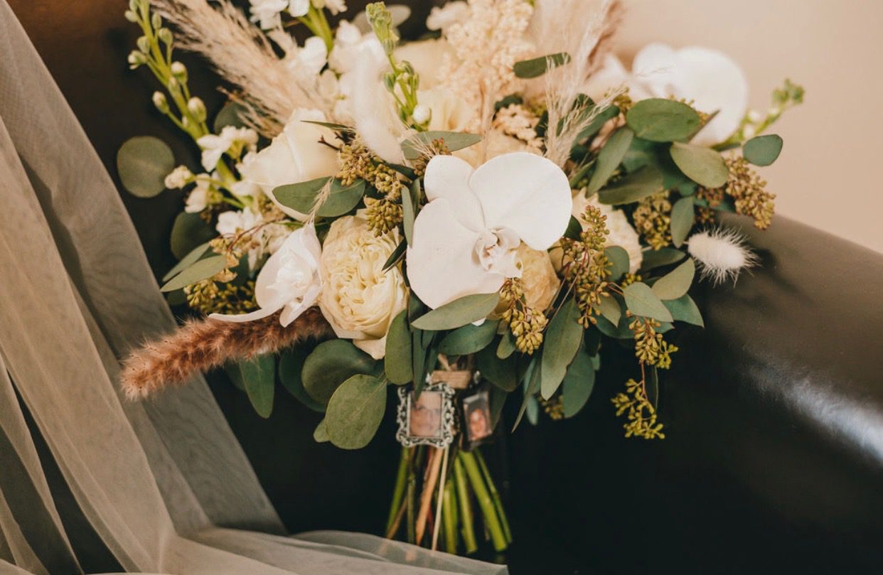 A Bouquet of White and Brown Color Flowers